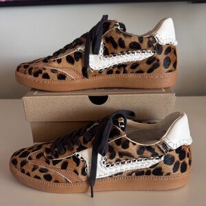 Dolce Vita Leopard-Print Low-Top Sneakers with White Accent